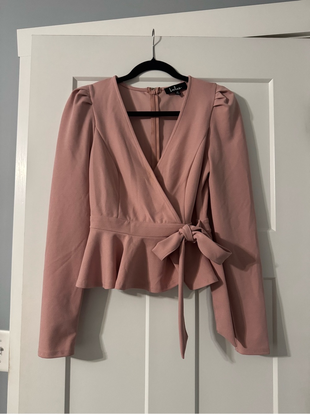 Lulu's Dusty Rose Wrap Peplum Blouse